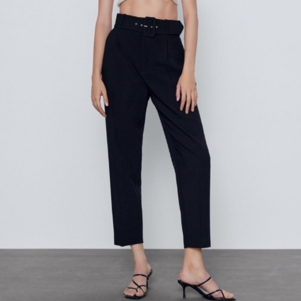 Zara High-Waisted Belted Pants